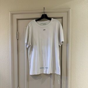 Off-White Men's Tee in White with Black Text